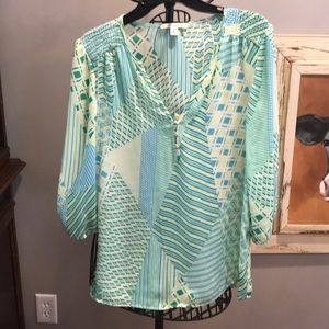 Banana Republic green and yellow blouse